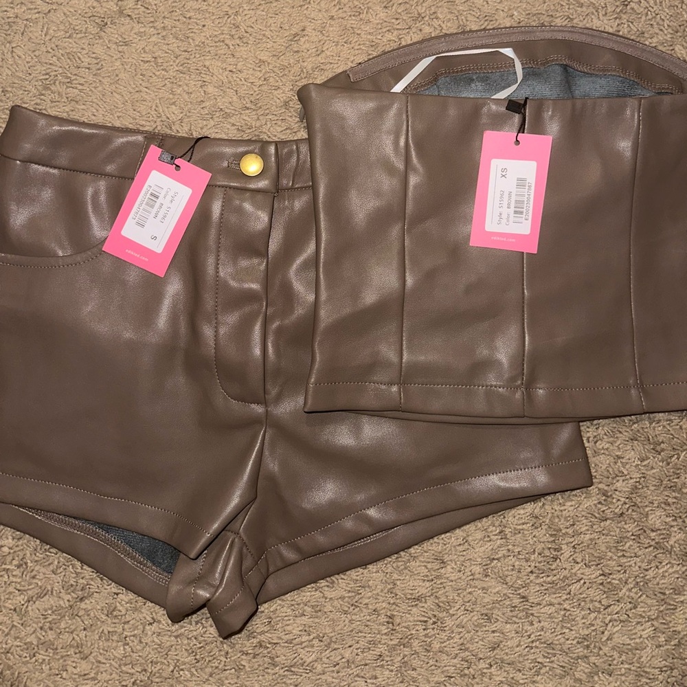 Edikted Brown Faux Leather Set - Picture 3 of 4